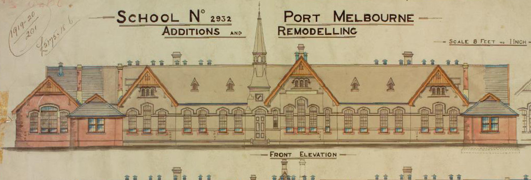 Pre-metric colour building plan of Port Melbourne State School