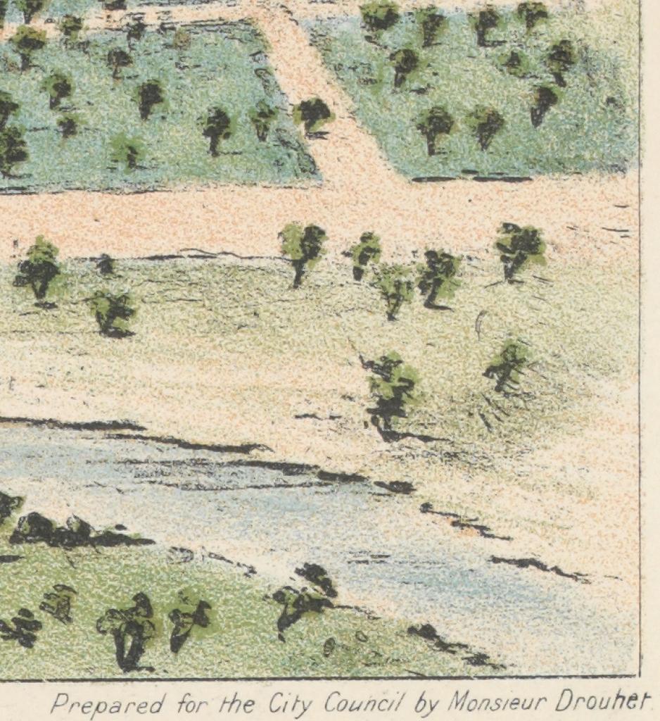 Figure 8: Detail, Clarence Woodhouse, Melbourne in 1838, from the Yarra Yarra, State Library of Victoria.