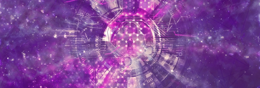 padlock with abstract shapes and colours