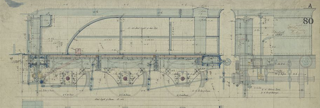 a drawn plan of a train