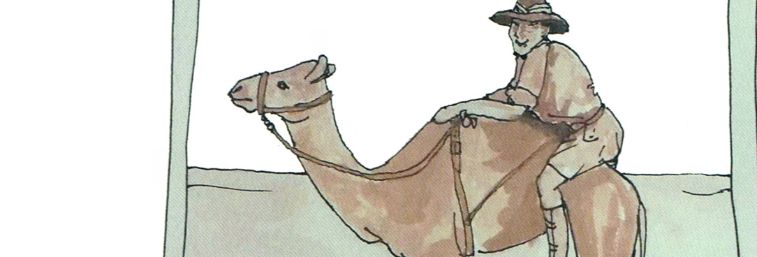 drawing of a man on a camel