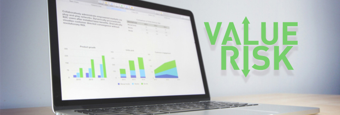 laptop with graphs and value risk title