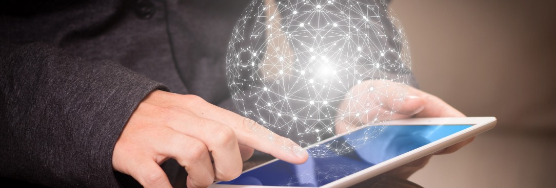 sphere of light above a tablet