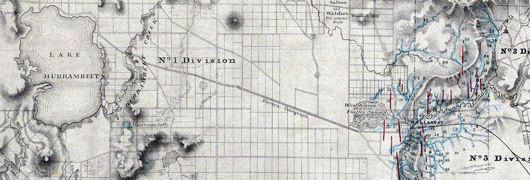 Nineteenth century map of Ballarat mining district