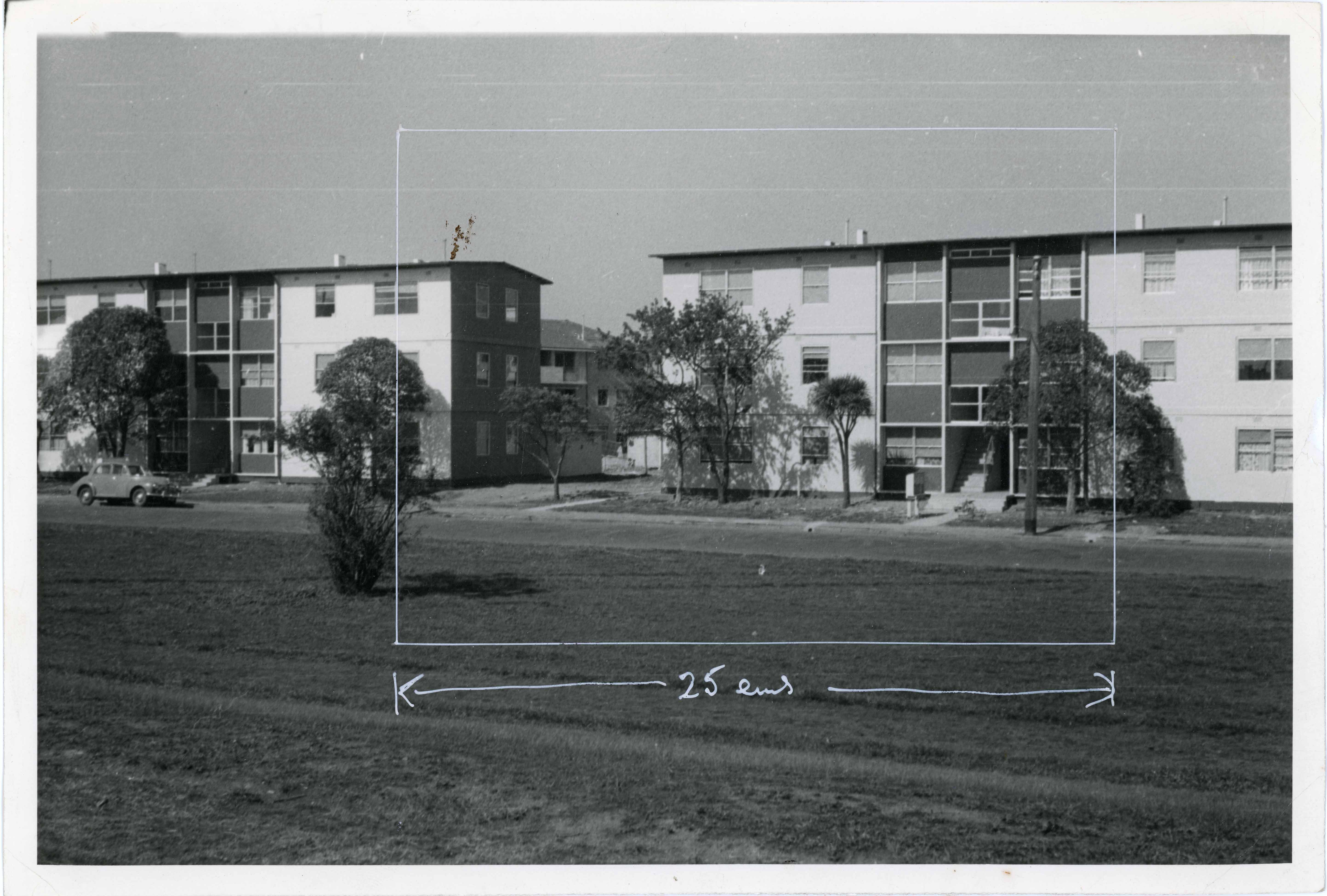 Black and white photo of social housing Pigdon St Carlton Date Unknown 
