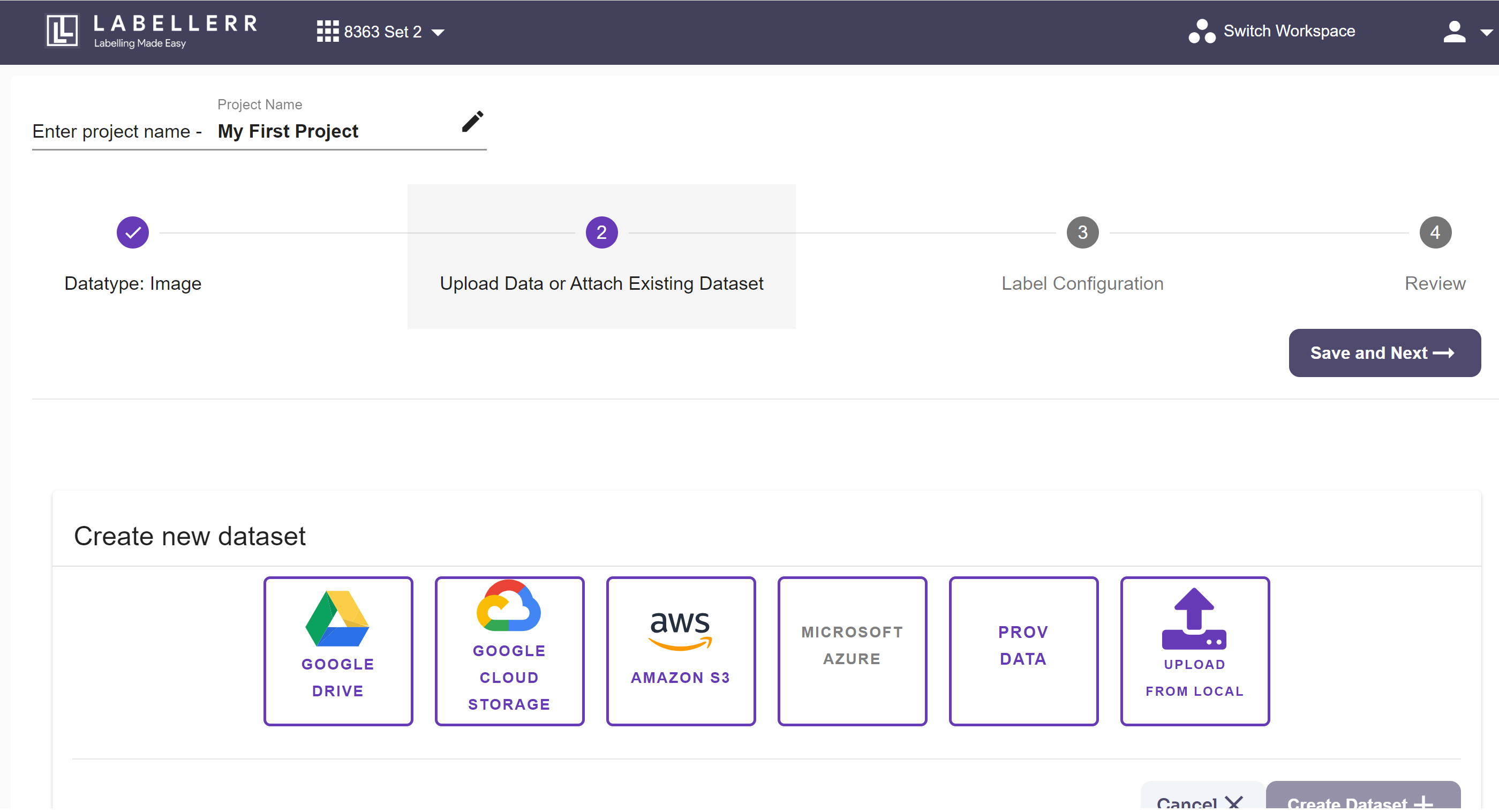 Ingest process for data sets using Labellerr application