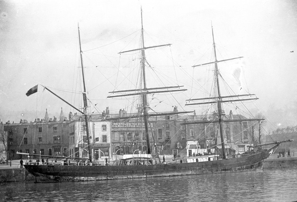 black and white sketch of a ship