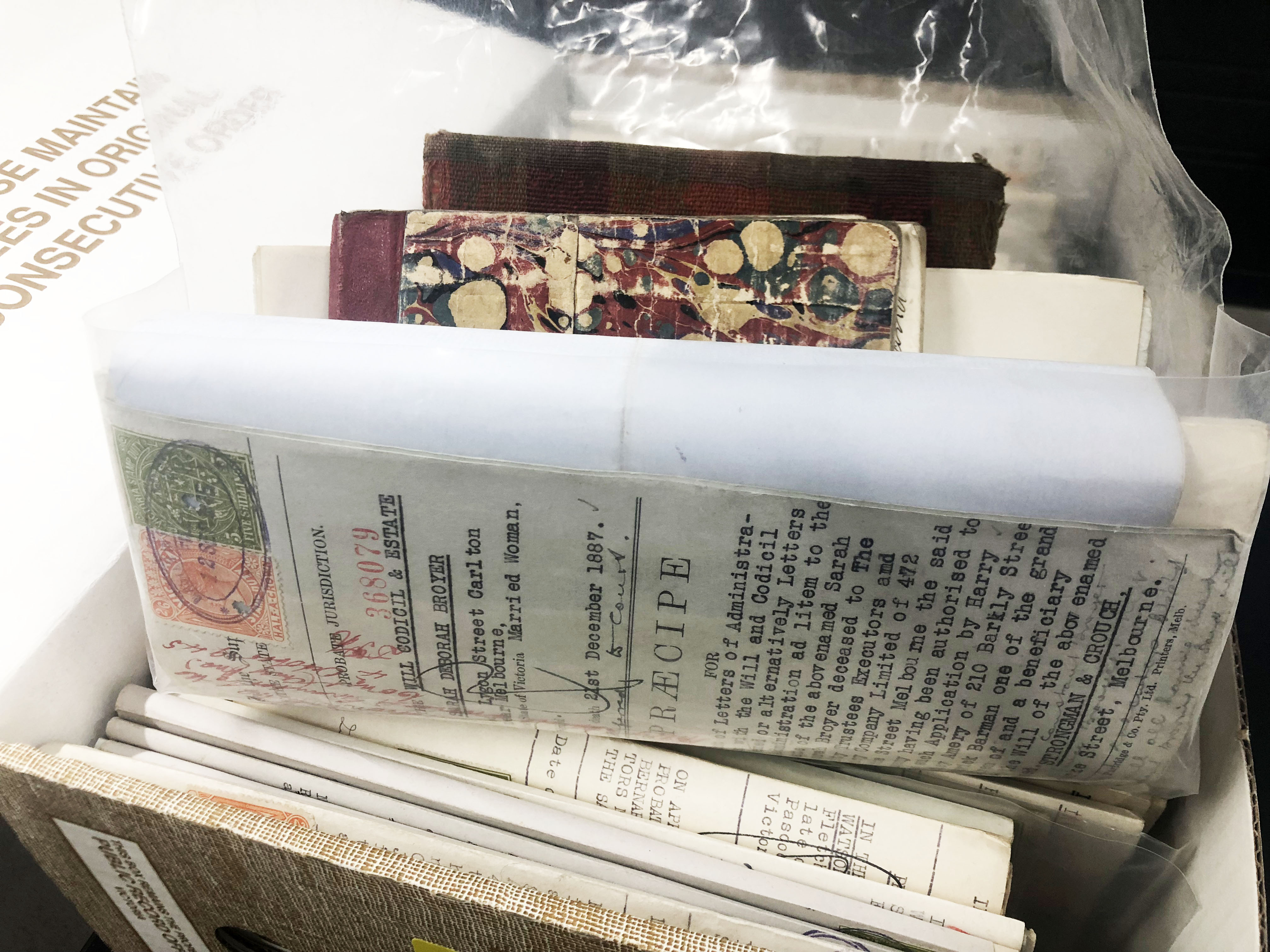 photo of all the documents in a box