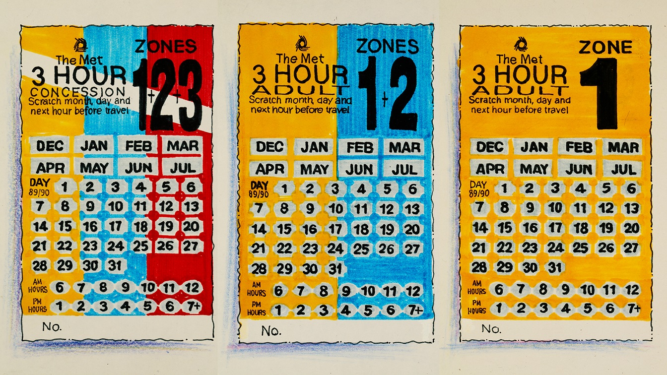 Historic hand painted metro tickets