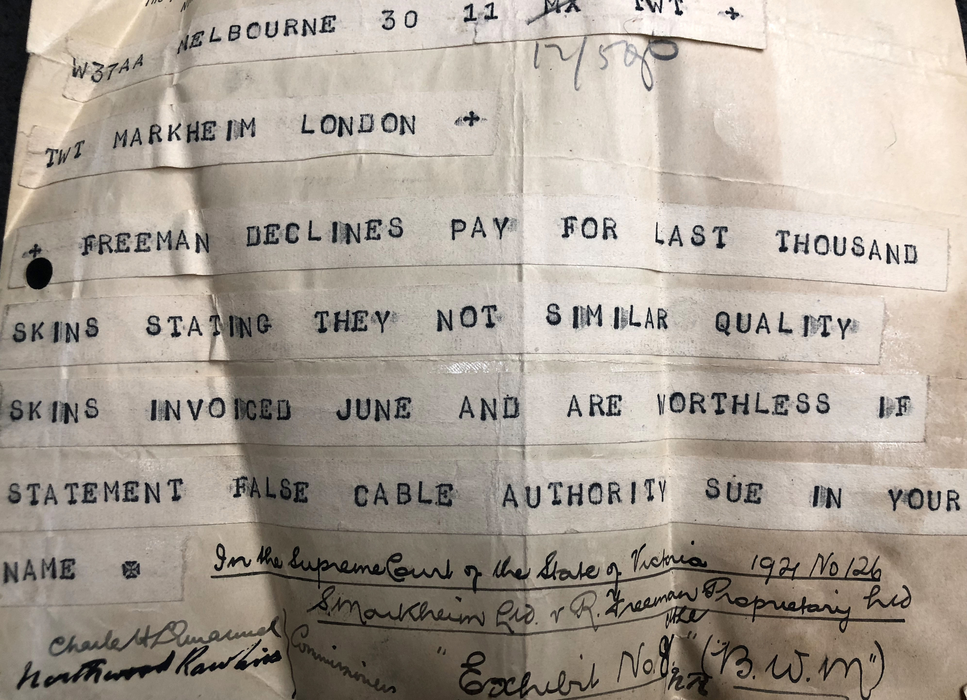 photo of a piece of paper that says that Freeman refuses to pay