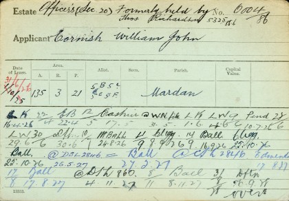 This is a card from PROV, VPRS 13982/P1, unit 2, (Co-Do), for William John Cornish