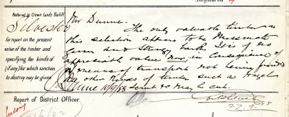 Crown Lands Bailiff’s report, 27 September 1888