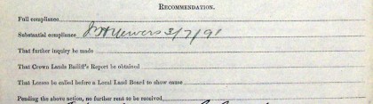 Detail from cover sheet for Schedule X ‘Statement of Lessee under Section 32 of the Land Act 1890