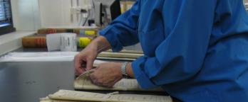 Processing Records Image of archivist handling records