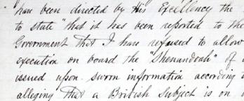 VPRS 1095/P0 Unit 31 Special Files - Carton 1: No. 2 Warship Shenandoah Document relating to Warship Shenandoah