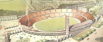 1956 Olympics Colout drawing of the proposed stadium