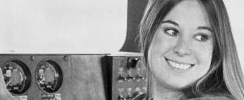Sante Fe Railway's First Woman Engineer Christine Gonzales, 1976 black and white archive