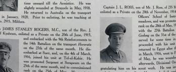 The Education Department’s Record of War Service Victoria 1914-1919 Photo of one of the pages of the war service book