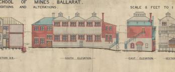 School of Mines Ballarat Public Works Department Plan VPRS 03686 P1 Unit 177 A plan of Ballarat Mining School