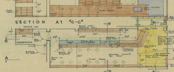 Close up of Pellegrinis original building plan Close up of Pellegrinis original building plan
