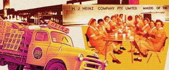 Heinz Factory, courtesy of the City of Greater Dandenong colourful images of a truck and workers at a table