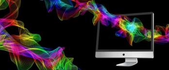 Stock Image rainbow colours passing through a computer