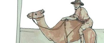 Grandma’s Grandad’s Camel drawing of a man on a camel