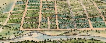 Detail of 1838–1888 Melbourne then and now illustration