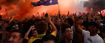 Fans gathered to watch a soccer match