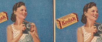 The Australian Women’s Weekly, 12 January 1946. Reproduced courtesy National Library of Australia colour advertising from the 1940s a woman with a camera and the word Kodak