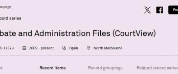 a screen shot of the probate digital record landing page