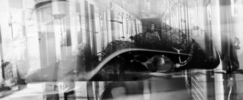 Black and white photograph taken from a video work