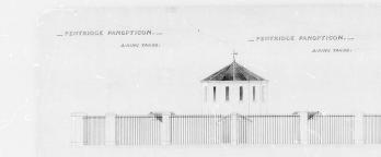 Black and white heritage sketch of panopticon airing yards