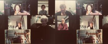 2021 Hazelnuts celebrate with Zoom book launch a screen shot of people in a zoom meeting