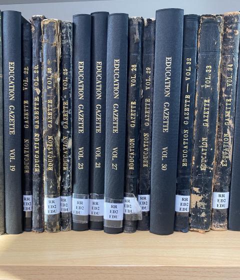 gazettes on the shelf