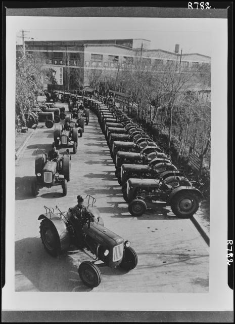 tractors lined up