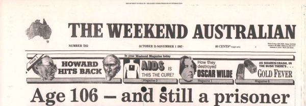 newspaper headline: Age 106 - and still a prisoner