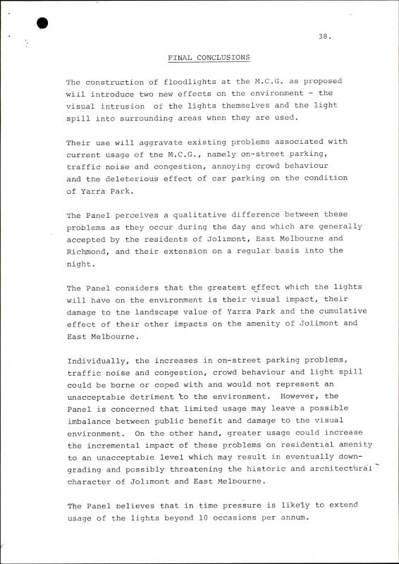 Environmental Effects Act 1978, final conclusions p.38 VPRS 11544/P1, unit 649, “Melbourne Cricket Ground Development” file 32 1 312