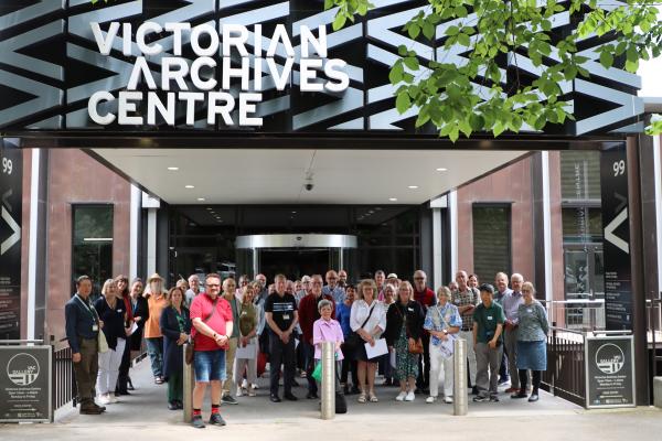 volunteers outside the archives centre