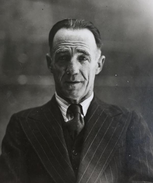 black and white photo of a man's face