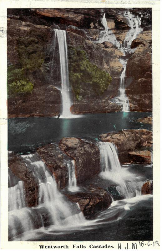 colour drawing of waterfalls