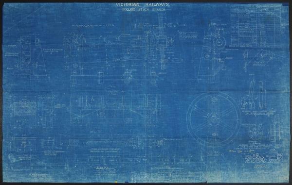 blue sketch of train plans