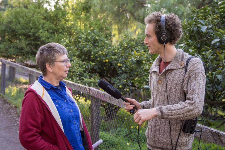 Patrick Beggs interviewing Bridget Bainbridge, CCF’s Operations Supervisor