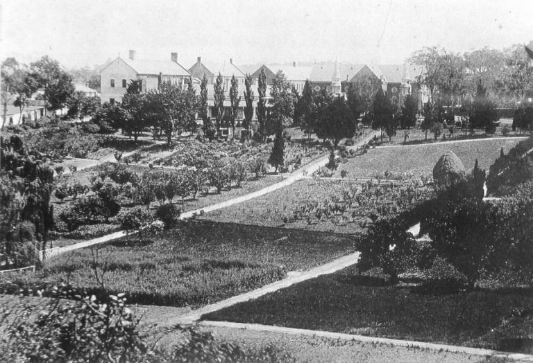 Historical photograph of the convent gardens