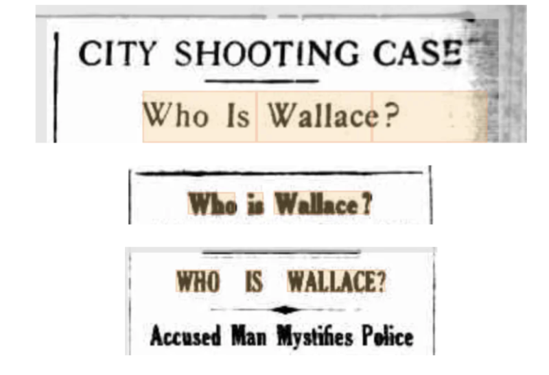 a newspaper headline 'city shooting case' and 'who is wallace?'