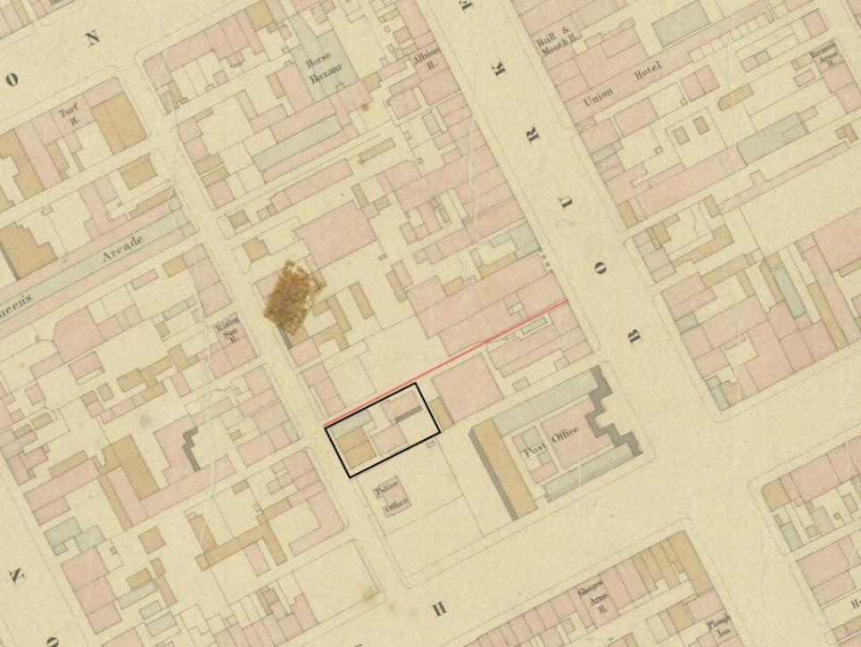 Figure 2: Excerpt from the ‘Bibbs map’, c. 1856, PROV, VPRS 8168/P3 Historic Plan Collection, item MELBRL12.