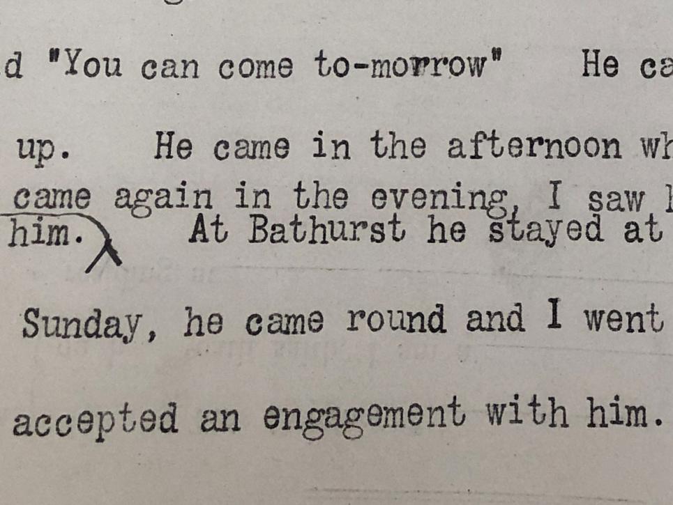 Kate Rounsefell’s deposition to the coroner, recounting her engagement to Swanson. PROV, VPRS 30/P0, Case no. 261.