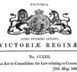 TiTitle page of the Coroners Act 1865.tle page of the Coroners Act 1865